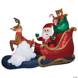 Airblown® Animated Luxe Waving Santa W/ Rocking Reindeer On A Cloud 84" Inflatable Christmas Outdoor Yard Decor