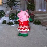 38" Airblown® Blowup Inflatable Holiday Outfit Peppa Pig With Built-in Lights Christmas Outdoor Yard Decoration