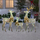 51" Reindeer Family Acrylic Iridescent Sculpture With Built-in Led Lights Christmas Outdoor Yard Decorations