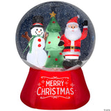 6 Ft. Airblown® Santa & Snowman Snow Globe With Snow Pellets & Built-in Led Lights Christmas Outdoor Yard Decoration