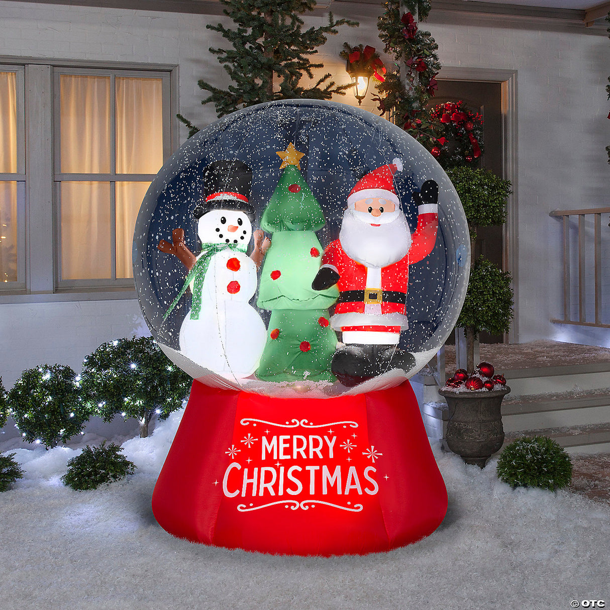 6 Ft. Airblown® Santa & Snowman Snow Globe With Snow Pellets & Built-in Led Lights Christmas Outdoor Yard Decoration