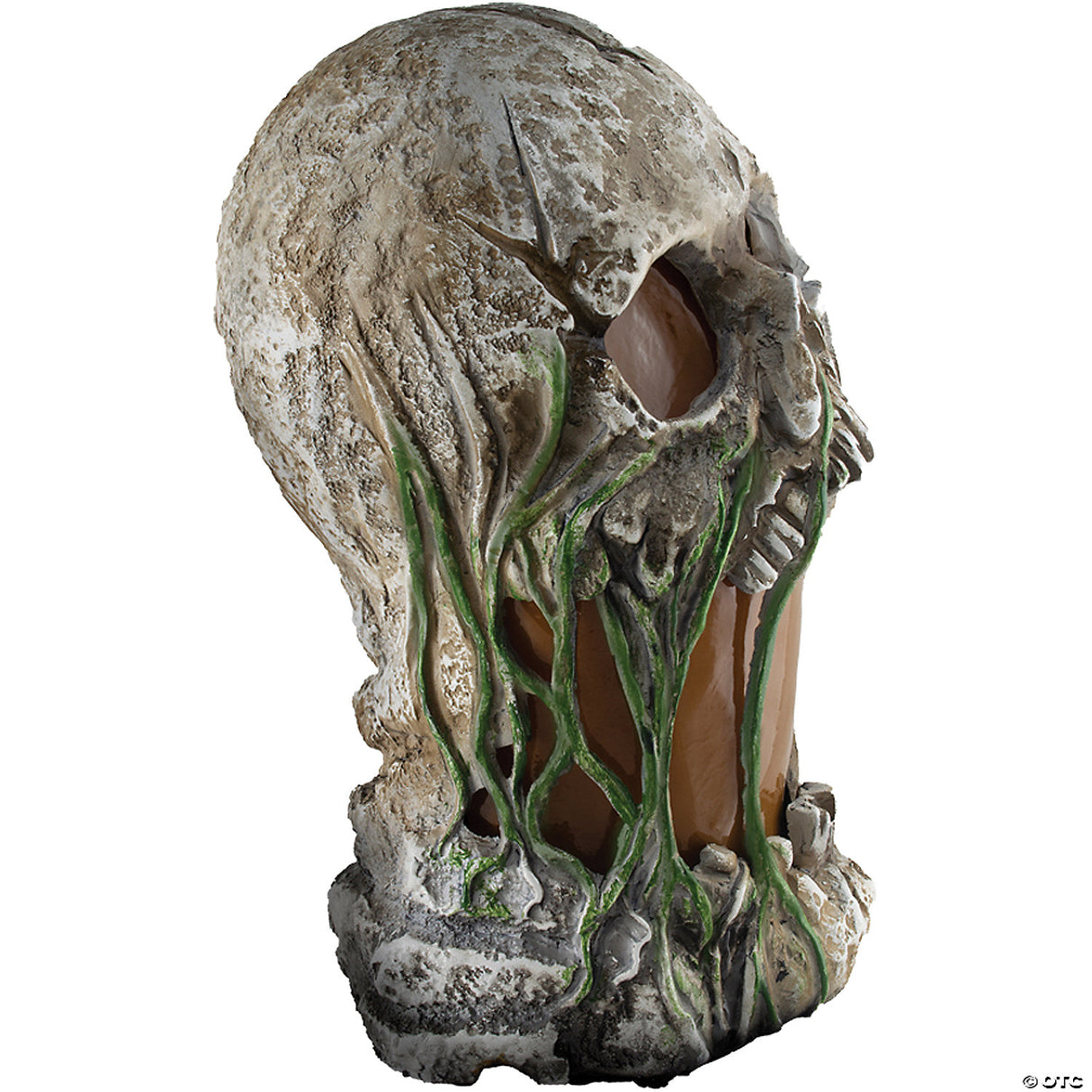 12" Flaming Rotted Skull Animated Prop