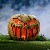 14" Animated Flaming Burlap Pumpkin Halloween Decoration