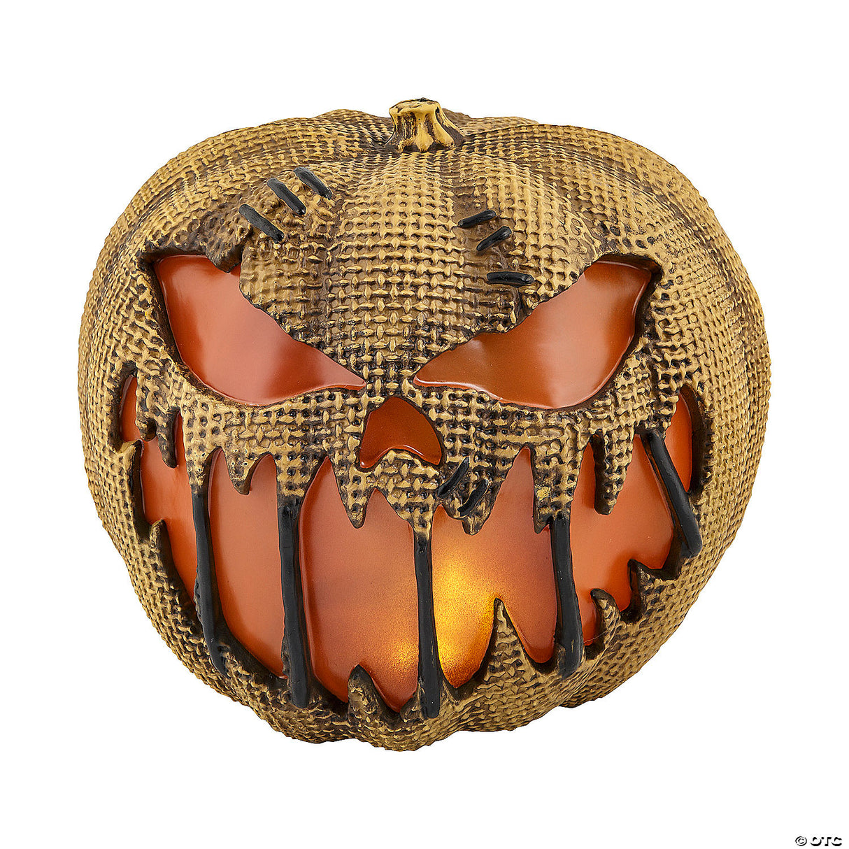 14" Animated Flaming Burlap Pumpkin Halloween Decoration