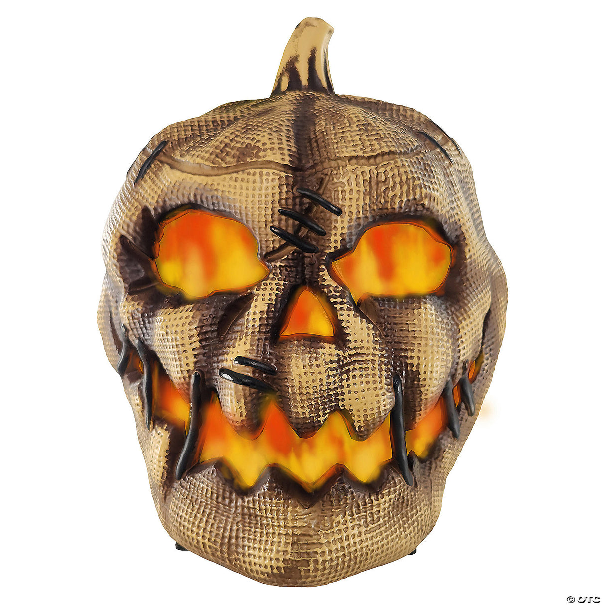 10" Animated Flaming Burlap Pumpkin Halloween Decoration