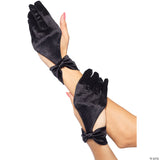 Black Cut Out Satin Gloves Long Halloween Costume Accessory Dress