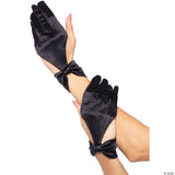 Black Cut Out Satin Gloves Long Halloween Costume Accessory Dress