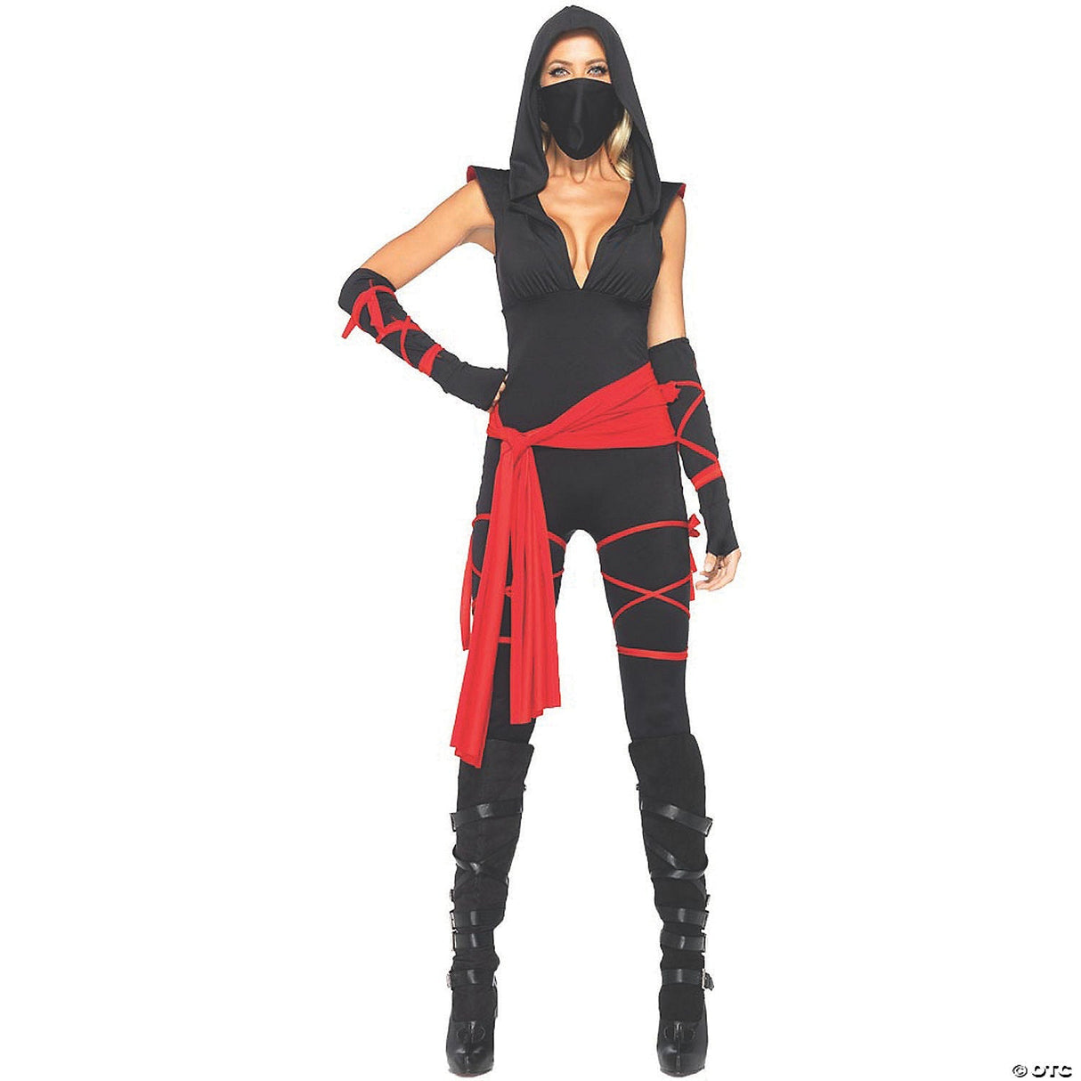 Ninja Black/Red 4-Piece Costume 3X/4X – Adult Plus Size Halloween Outfit