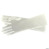 White Satin Gloves Long Costume Accessory – Halloween Formal Wear