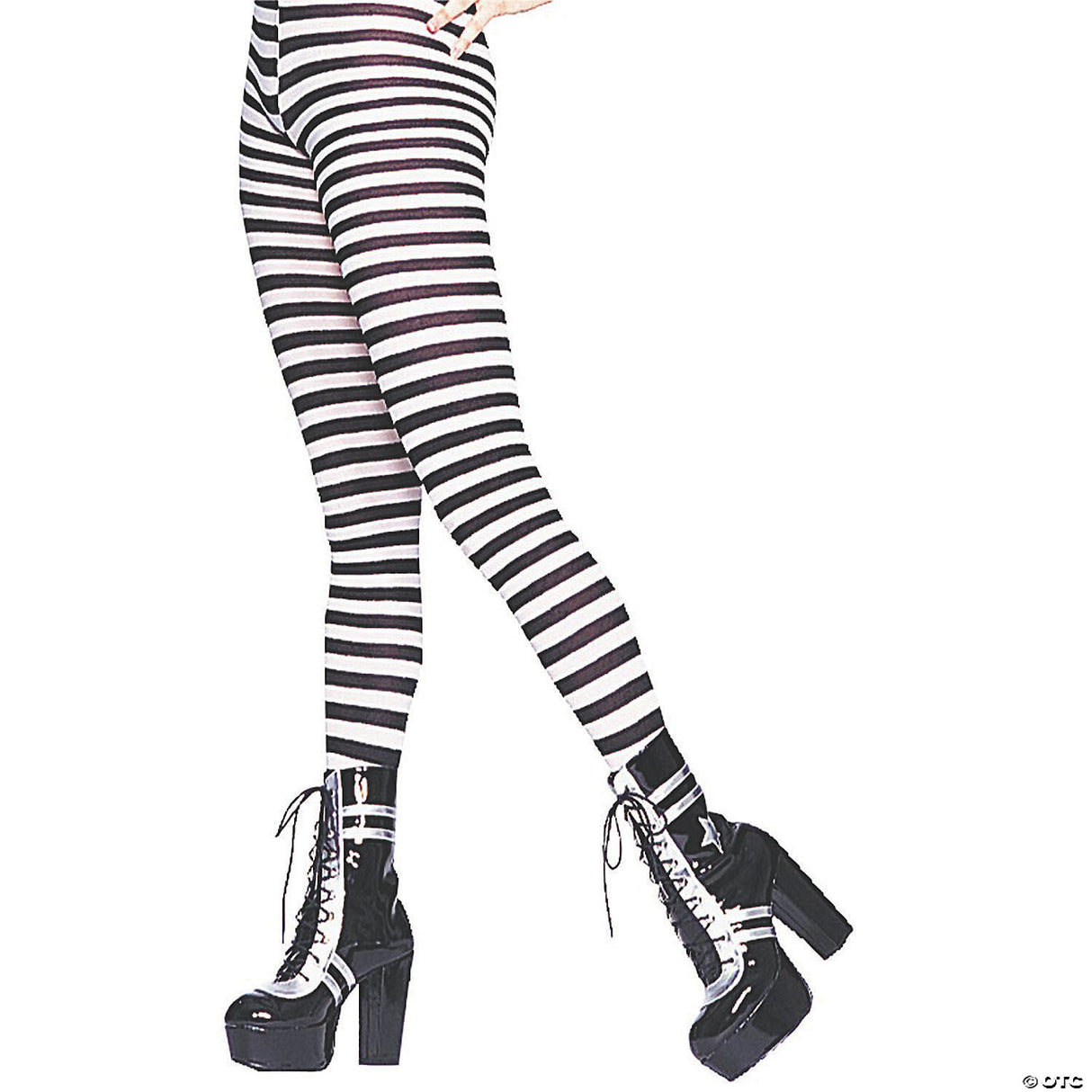 Black & White Striped Plus-size Tights