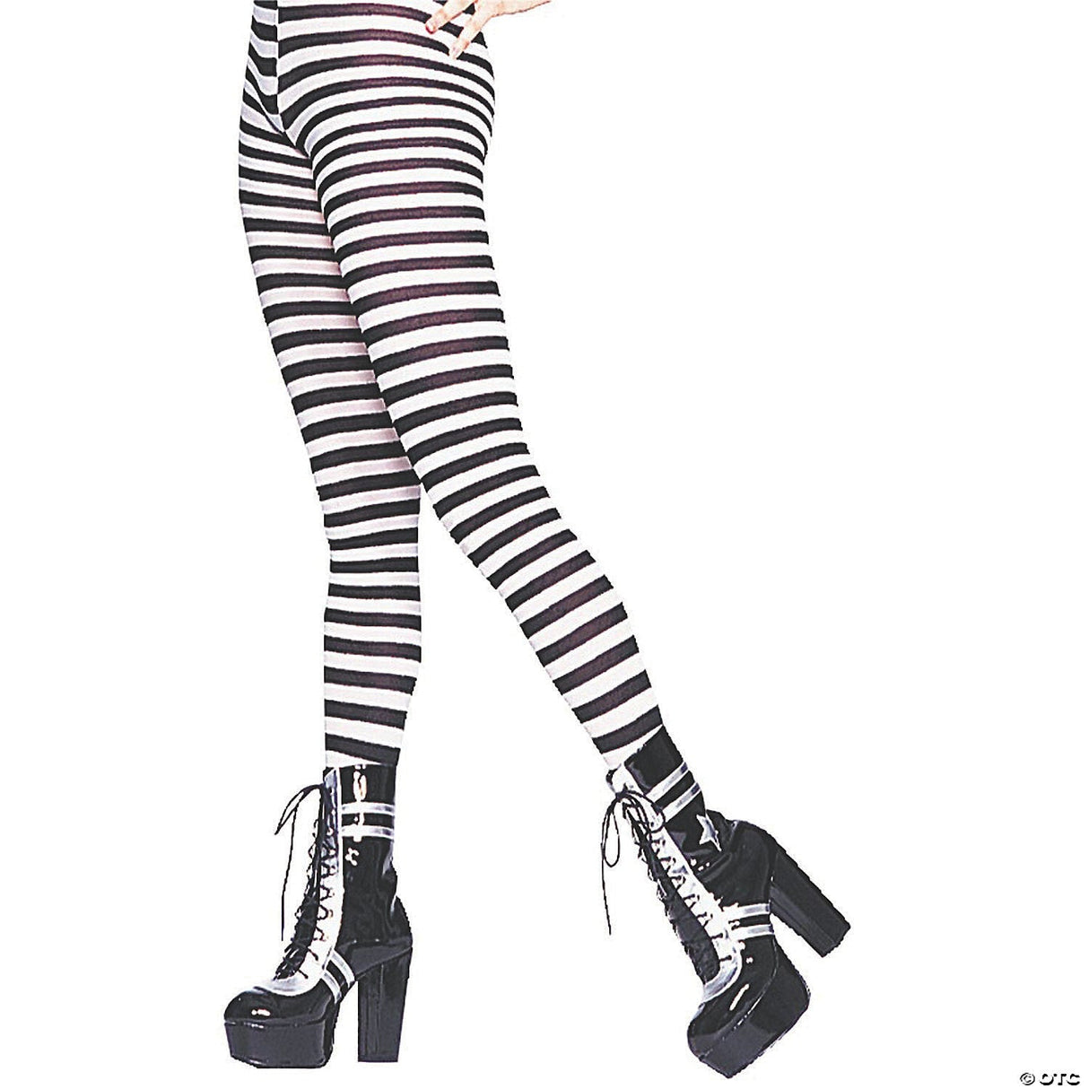 Black & White Striped Plus Size Tights – Halloween Costume Hosiery