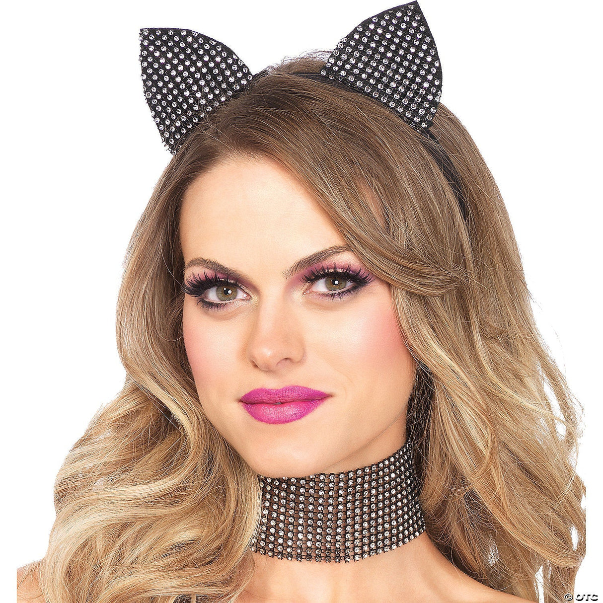 Rhinestone Cat Ears Headband & Black Choker – Sexy Halloween Costume