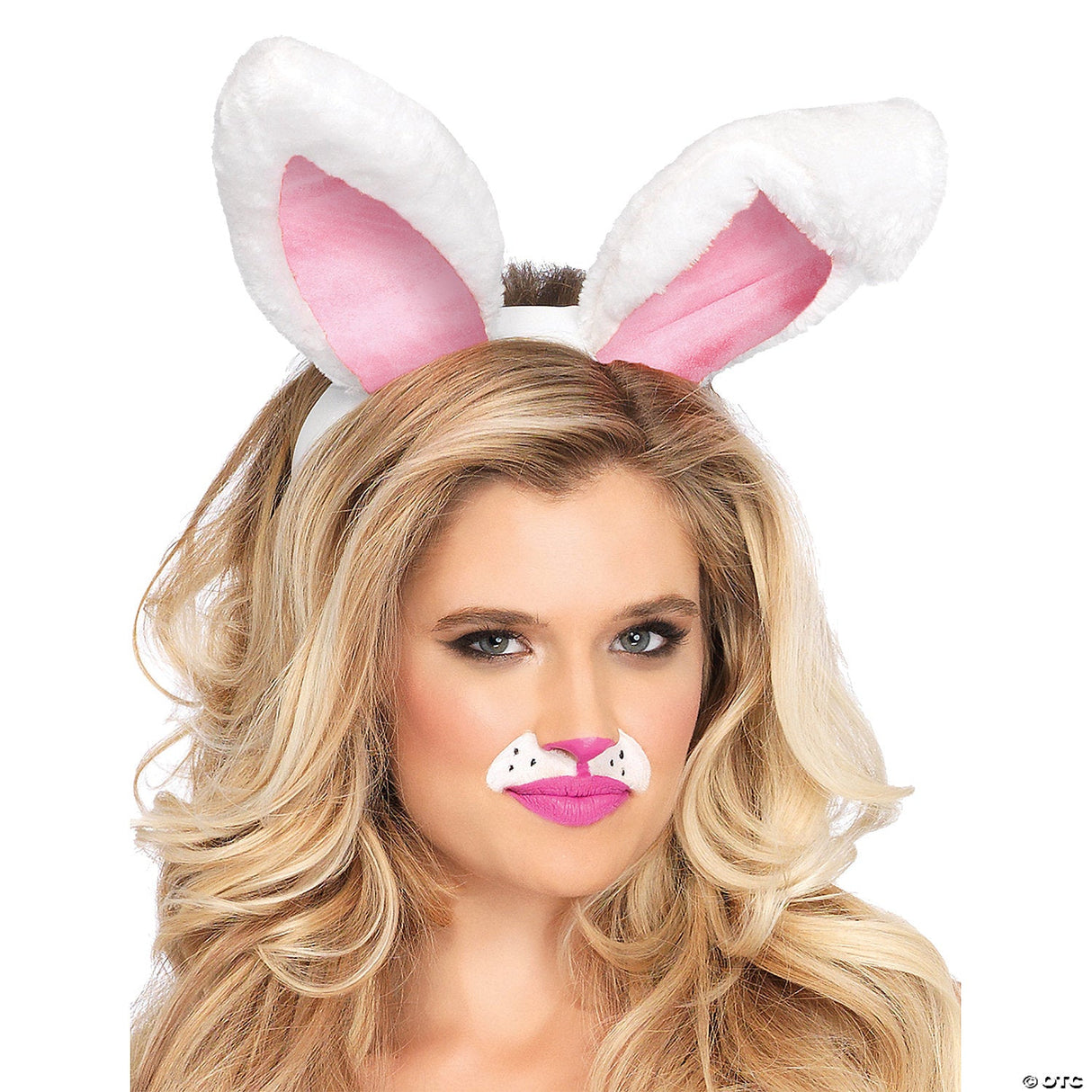 Adult Plush White Bunny Ears Headband – Halloween Costume Accessory
