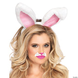 Adult Plush White Bunny Ears Headband – Halloween Costume Accessory