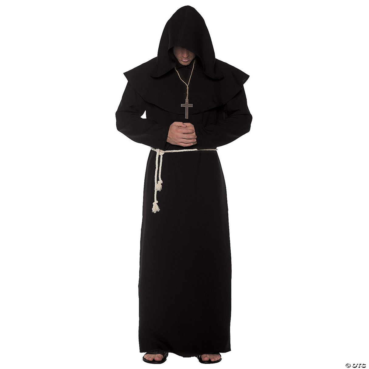 Adult Monk Robe Black Costume – XXL – Medieval Religious Halloween Outfit