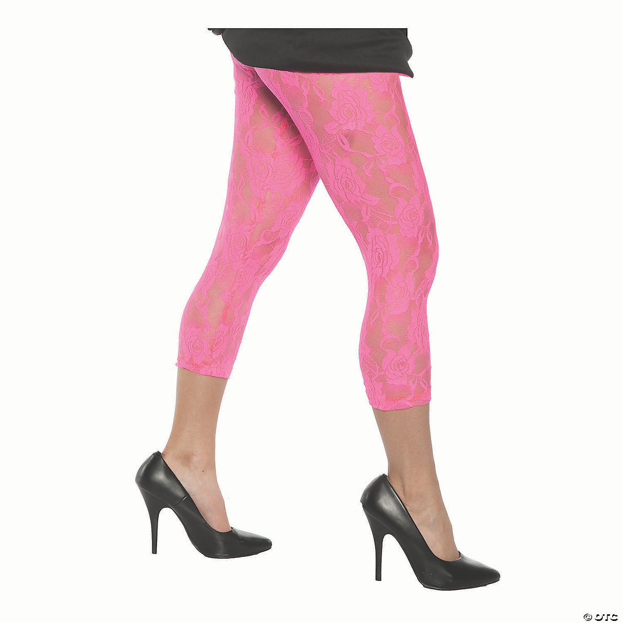 NEON PINK LACE LEGGINGS - AD XS