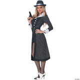 Adults Black & White Pinstripe Ganster Hat With White Hatband - Halloween Costum