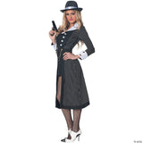 Adults Black & White Pinstripe Ganster Hat With White Hatband - Halloween Costum