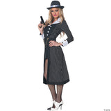 Adults Black & White Pinstripe Ganster Hat With White Hatband - Halloween Costum