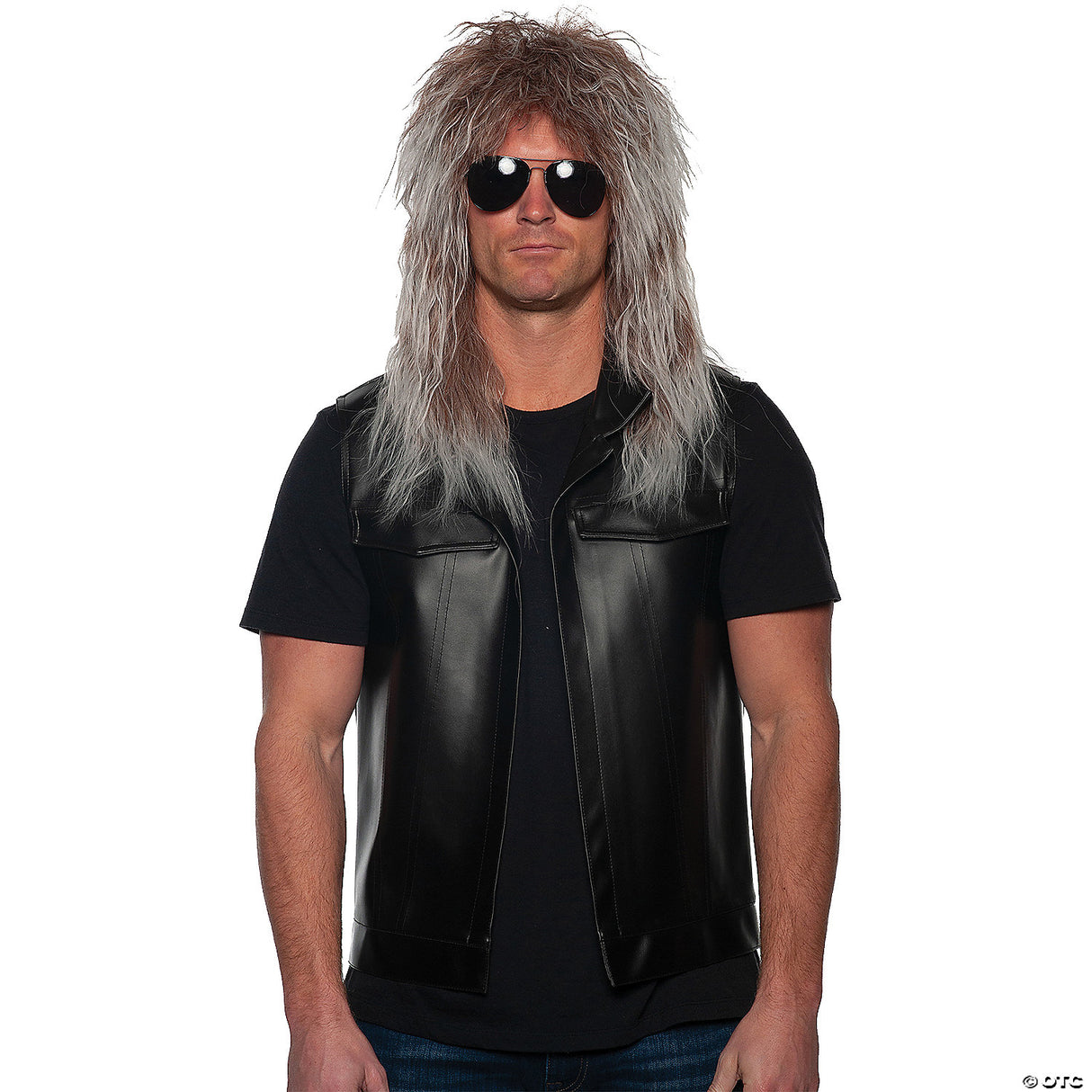 Adults Brown & Grey Rocker Wig