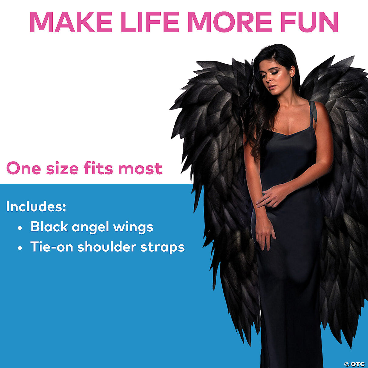 58" Full-Length Featherless Black Angel Wings