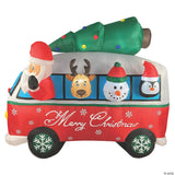 7' Inflatable Santa Vintage Van – Outdoor Christmas Holiday Yard Decoration